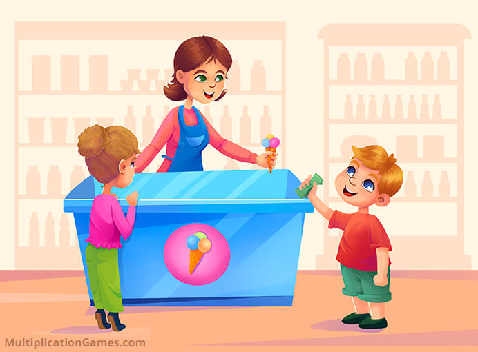Children buy ice cream with their allowance